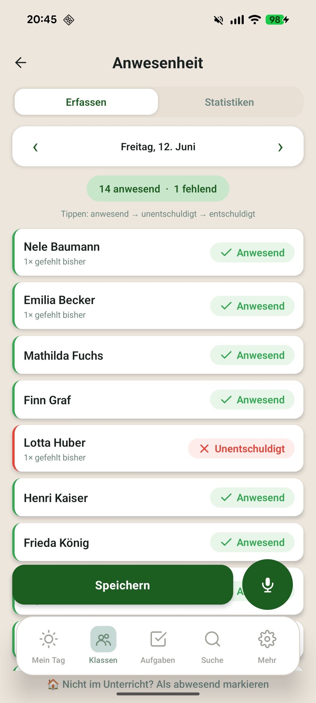 Anwesenheitserfassung