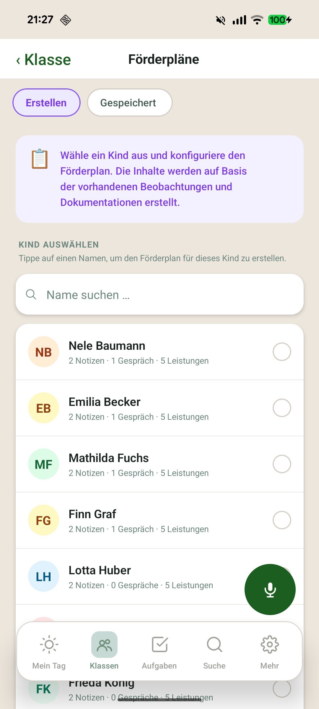 Förderplan-Erstellung auf Basis vorhandener Dokumentation