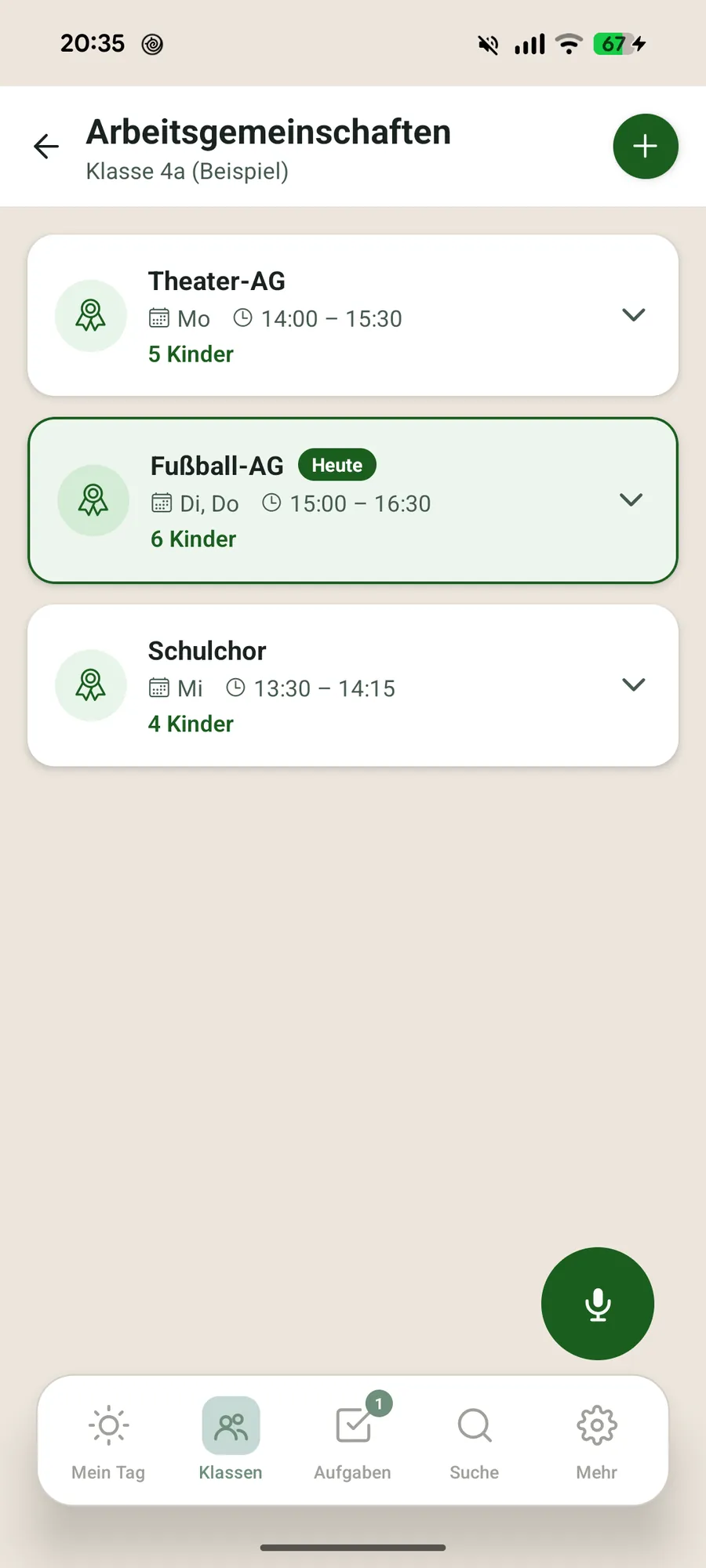 Klassenblick App – Arbeitsgemeinschaften