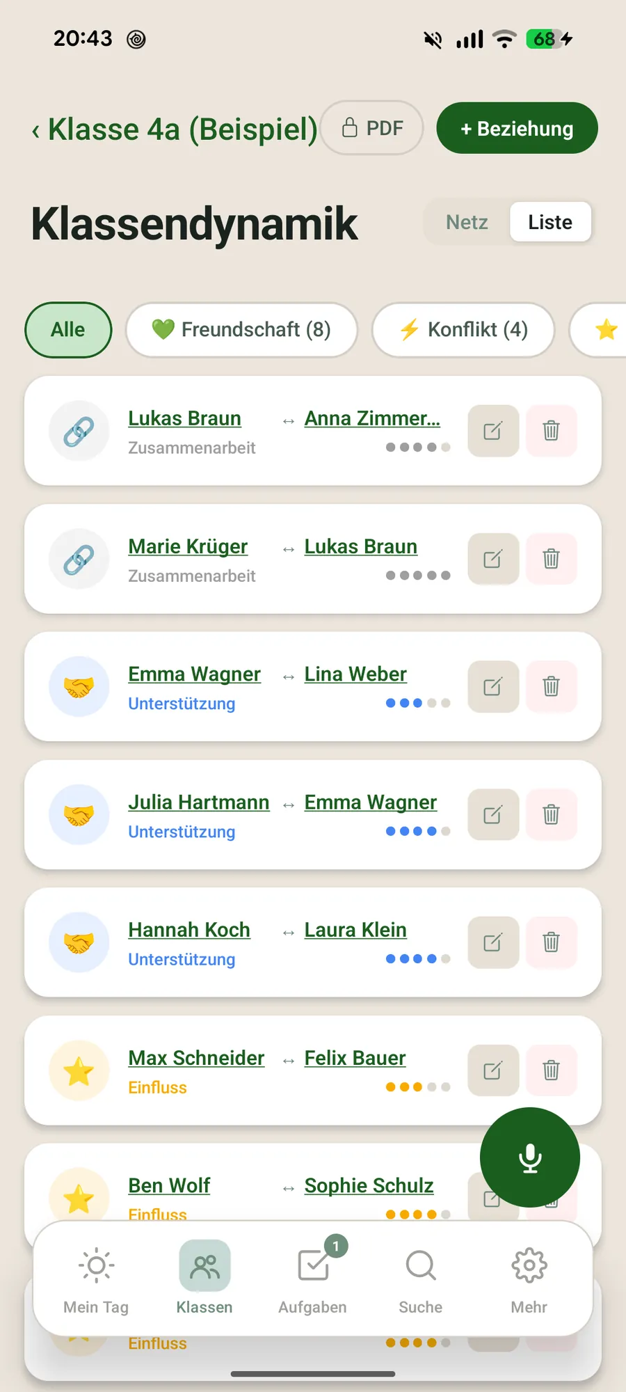 Klassenblick App – Beziehungen