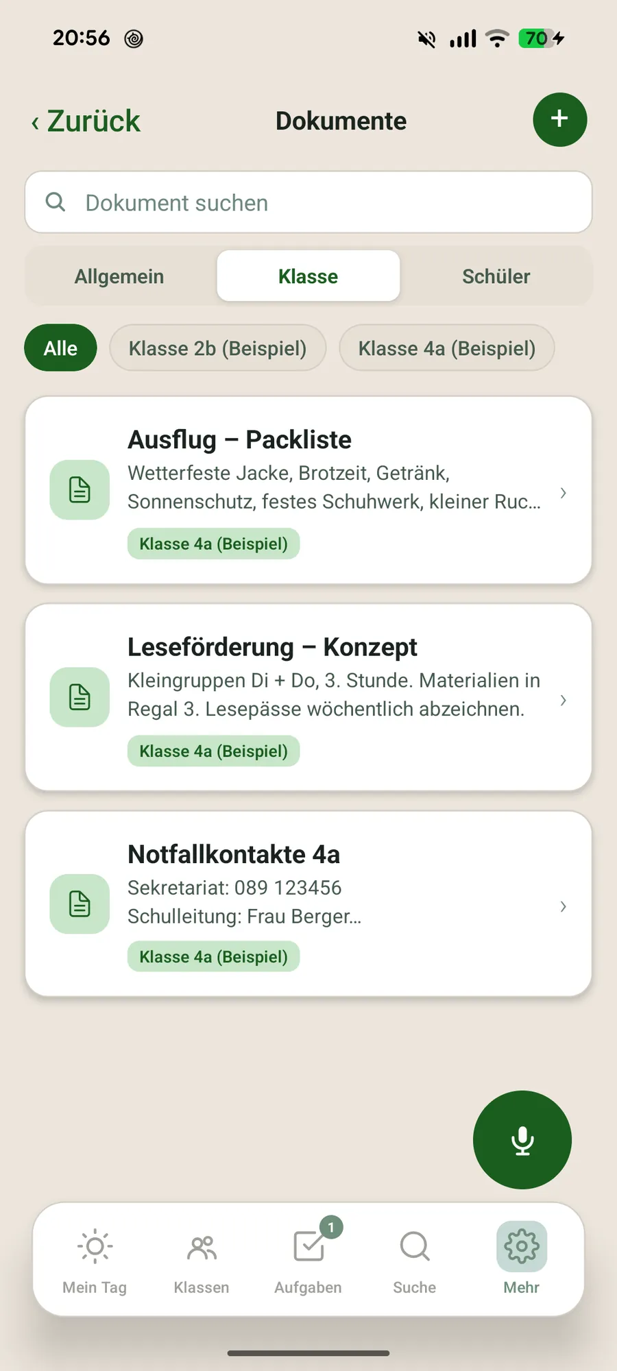 Klassenblick App – Dokumentenhub