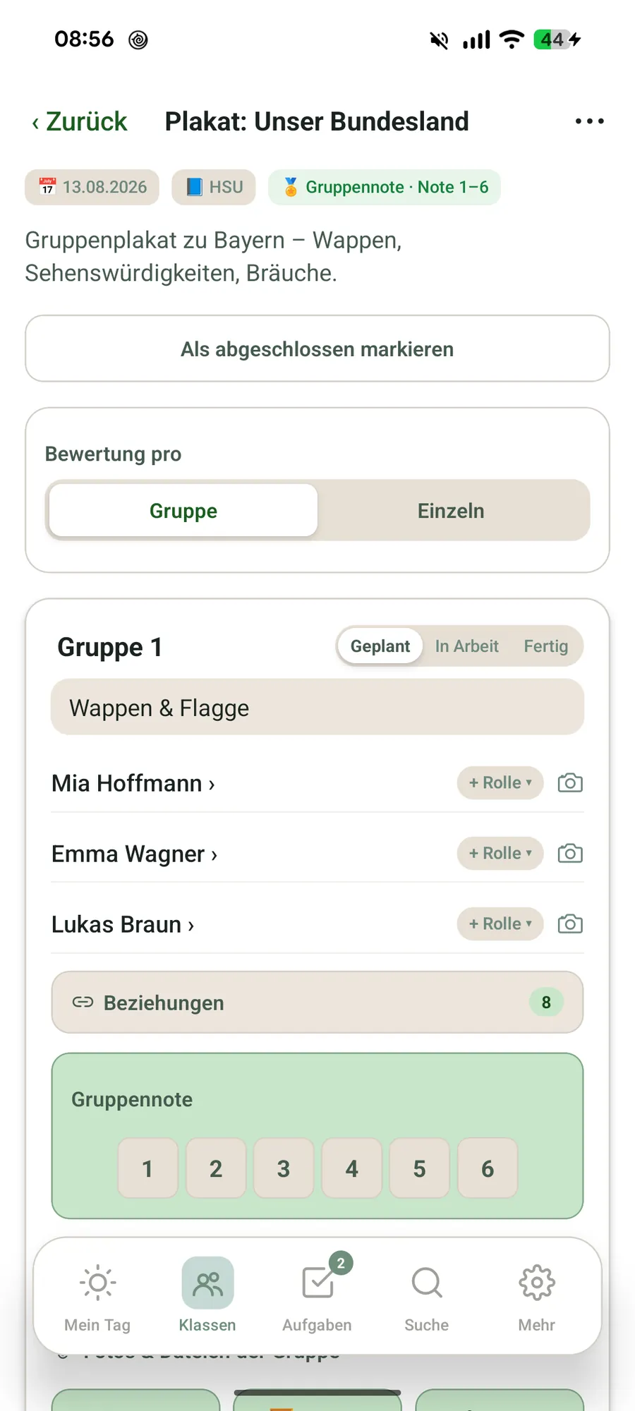 Klassenblick App – Gruppenarbeit