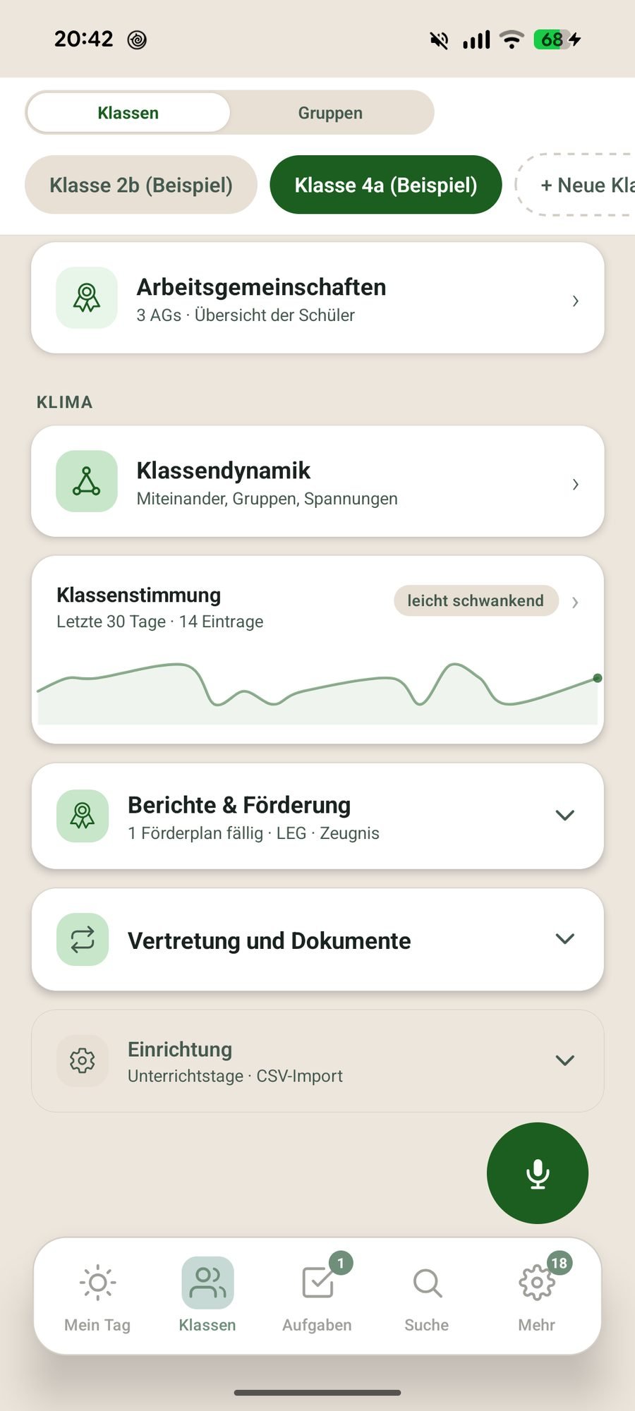 Klassenstimmung als Verlauf über 30 Tage
