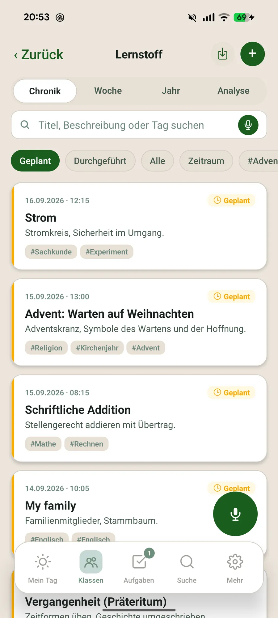 Klassenblick App – Lernstoff