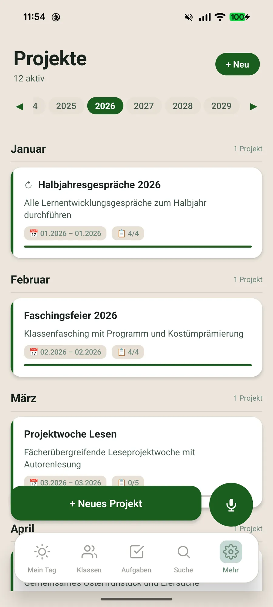 Klassenblick App – Projekte