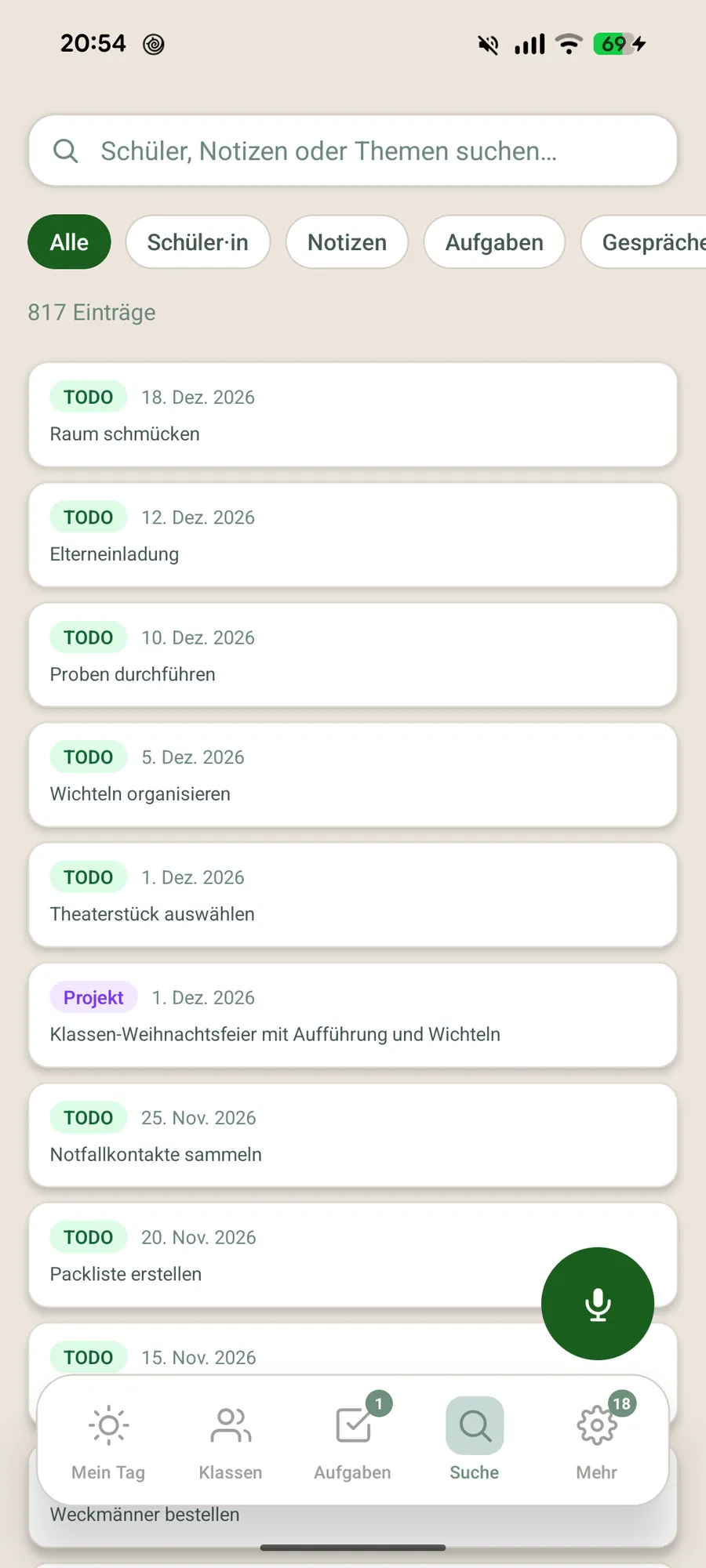 Klassenblick App – Suche