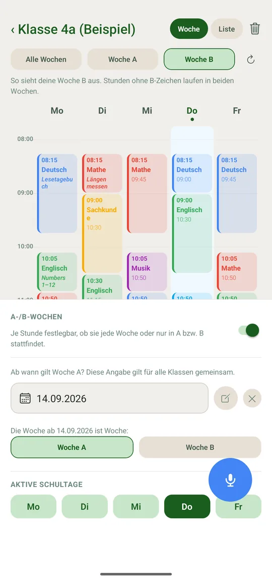 Die Freitagsstunde trägt ein B und erscheint nur in der B-Woche