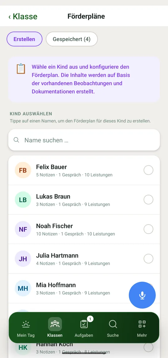 Die Auswahl mit Hinweis auf die vorhandene Dokumentation