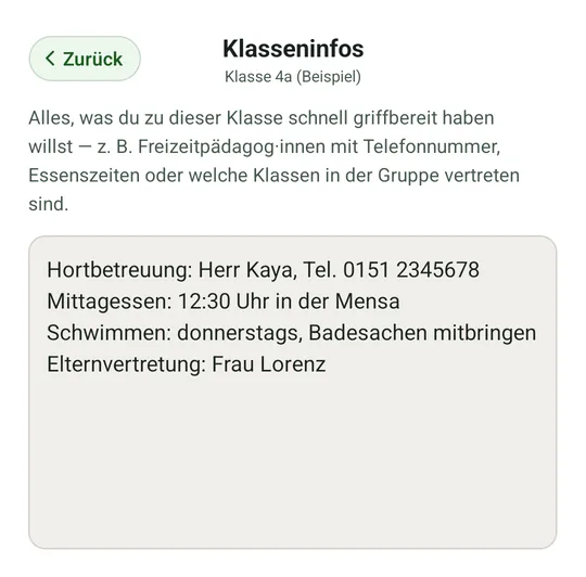 Ein Freitextfeld je Klasse