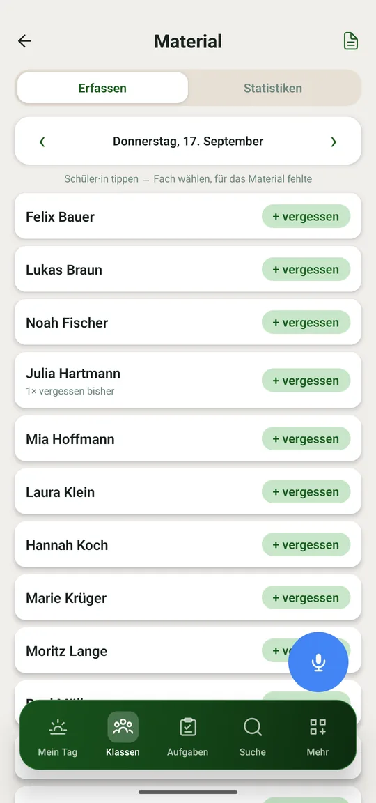 Dieselbe Bedienung, eigene Zählung
