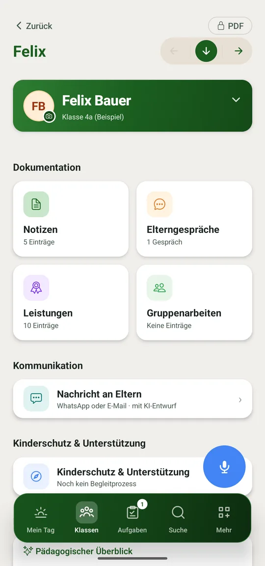 Das Profil bündelt Dokumentation, Kommunikation und Begleitung