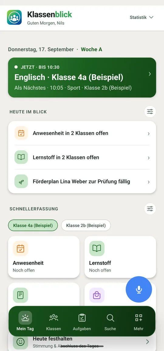 Die Startseite nach dem ersten Start